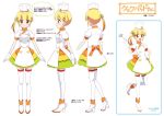  1girl apron bangs blonde_hair blunt_bangs buttons character_sheet chef_hat chef_uniform cookpad cookpad-tan from_behind from_side gloves green_skirt hair_ornament hat high_heels highres holding_ladle ladle layered_skirt looking_at_viewer multicolored multicolored_clothes multicolored_skirt multiple_views naisen official_art open_mouth orange_eyes orange_ribbon orange_skirt puffy_short_sleeves puffy_sleeves ribbon short_hair short_sleeves skirt smile standing standing_on_one_leg thighhighs thighs virtual_youtuber white_footwear white_gloves white_legwear x_hair_ornament yellow_skirt zettai_ryouiki 