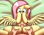  absurd_res blush breasts equid equine female feral fluttershy_(mlp) friendship_is_magic galacticham hi_res human male male/female mammal my_little_pony penis pterippus sex teats titfuck wings 
