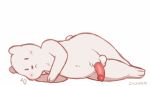  2017 :&lt; anthro balls blush cartoon_network erection fur ice_bear lying male mammal on_side polar_bear simple_background solo ursid ursine we_bare_bears white_background white_balls white_fur zackary911 