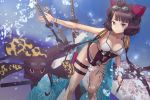  aita animal bikini blue_eyes breasts fate/grand_order fate_(series) katsushika_hokusai purple_hair short_hair swimsuit sword weapon 