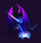  2019 absurd_res black_scales blue_eyes digital_media_(artwork) dragon female feral hi_res plaguedogs123 purple_background scales simple_background solo wyvern 