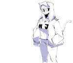  animal_humanoid bottomwear breasts clothed clothing felid felid_humanoid feline feline_humanoid female gats hoodie humanoid mammal mammal_humanoid monochrome new_jersey_(gats) short_shorts shorts simple_background sketch solo topwear white_background 
