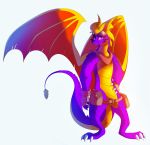  2019 absurd_res anthro claws digital_media_(artwork) dragon hi_res horn male membrane_(anatomy) membranous_wings plaguedogs123 purple_eyes scales scalie simple_background smile solo spines spyro spyro_the_dragon video_games western_dragon white_background wings 