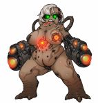  animated breasts doom female green_eyes gun hdoom humanoid mancubus_(doom) muhut not_furry ranged_weapon simple_background solo video_games weapon white_background 