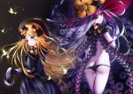  2girls abigail_williams_(fate/grand_order) ass back bangs bare_shoulders black_bow black_dress black_headwear black_panties blonde_hair blue_eyes bow bug butterfly commentary dress dual_persona fate/grand_order fate_(series) forehead glowing glowing_eye hair_bow hat highres insect keyhole long_hair long_sleeves looking_at_viewer lowleg lowleg_panties multiple_bows multiple_girls multiple_hair_bows multiple_hat_bows orange_bow panties parted_bangs pink_eyes polka_dot polka_dot_bow revision sleeves_past_fingers sleeves_past_wrists smile tentacles thighs third_eye underwear vanitas_0 white_hair white_skin witch_hat 