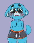  2019 anthro banditwerman blush bulge cartoon_network clothing digital_media_(artwork) domestic_cat fur gumball_watterson hi_res male simple_background solo squish the_amazing_world_of_gumball thick_thighs thigh_squish underwear 