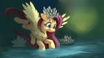  16:9 absurd_res auroriia equid equine female feral fluttershy_(mlp) friendship_is_magic hi_res mammal my_little_pony pterippus solo water wings 