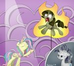  burned equid equine female fire fluttershy_(mlp) friendship_is_magic hi_res horn mammal my_little_pony pterippus rarity_(mlp) smoke steam strebiskunk unicorn wings 