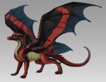  2018 claws dragon feral horn jay-kuro membranous_wings red_scales scales scalie simple_background solo spines western_dragon wings yellow_eyes 