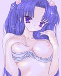 blue_eyes blue_hair bra bra_pull breasts clannad hair_bobbles hair_ornament ichinose_kotomi large_breasts lingerie long_hair lowres nipples oekaki solo toshi_(little-fluffy-cloud) two_side_up underwear 