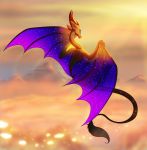  2019 absurd_res ambiguous_gender blue_eyes day detailed_background digital_media_(artwork) dragon feral flying hi_res horn membrane_(anatomy) membranous_wings outside plaguedogs123 sky solo wings wyvern 