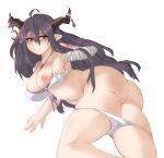  alpha_channel blush breasts butt character_request clothing female hair hi_res horn humanoid humanoid_pointy_ears long_hair looking_at_viewer navel nipples smile solo tridis underwear undressing 