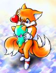  canid canine chao fox hi_res invalid_color kissing mammal miles_prower sonic_(series) tails_(disambiguation) tailschana 