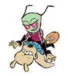  2019 alien blush clothed clothing crossover digital_media_(artwork) domination duo foreplay invader_zim irken macropod male male/male male_domination mammal marsupial mount nickelodeon pin_down rocko&#039;s_modern_life rocko_rama simple_background smile straddling submissive_male wallaby zim 