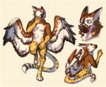  2019 4_toes 5_fingers anthro avian beak cheetah feathered_wings feathers felid feline fingers gryphon hybrid lukiri male mammal nude simple_background solo toes wings 