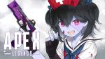  apex_legends black_hair capriccio close gloves gun headdress original pink_eyes scar school_uniform short_hair twintails weapon 