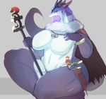  2018 5_fingers anthro big_breasts black_cape blue_eyes bottomwear breasts brown_bottomwear brown_clothing brown_hair brown_shorts clothing dragon duo female fingers hair half-closed_eyes horn huge_breasts human kemono kyuuri larger_female male male/female mammal mature_female navel nude pink_hair red_clothing red_shirt red_topwear scalie shirt shorts sitting size_difference smaller_male smile thick_thighs topwear voluptuous 