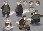  anthro armor belly belt belt_buckle big_belly brown_fur brown_hair claws clothed clothing eyewear fur glasses hair hand_in_pocket headgear helmet hyenahyena lutrine male mammal moped multiple_poses mustelid open_mouth open_smile overweight overweight_male pockets pose sitting smile solo standing thick_tail towel towel_only vehicle weighing_scale white_fur 