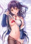  areola azur_lane breasts erect_nipples garter mullany_(azur_lane) no_bra open_shirt pantsu panty_pull pantyhose see_through shirt_lift twinbox twinbox_(circle) undressing 