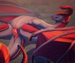  2019 anus bedroom_eyes digital_media_(artwork) dragon elvche female half-closed_eyes hi_res league_of_legends looking_at_viewer lying navel on_back pussy riot_games seductive shyvana solo video_games wings 