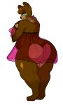  absurd_res big_butt brown_bear butt butt_heart clothing female grizzly_bear hi_res karleen looking_at_viewer mammal satanickpaws slightly_chubby solo thick_thighs translucent translucent_clothing ursid ursine 