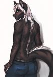  anthro clothed clothing colored_sketch felid feline hair looking_back male mammal solo standing topless winterblack 