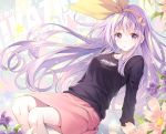  flowers headband long_hair mac-kine purple_hair skirt 