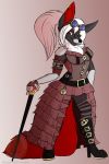  2019 akila_seishin anthro cane canid canine canis clothed clothing digital_media_(artwork) dress eyewear female footwear fur goggles grumpy_griffin_creations hair headgear headwear hi_res looking_at_viewer mammal simple_background smile solo standing steampunk topwear wolf 