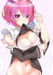  bottomless bra breast_hold daive maid ram_(re_zero) re_zero_kara_hajimeru_isekai_seikatsu shirt_lift undressing 