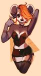  anthro breasts clothed clothing corset female garter_straps hair hair_over_eye junebuq legwear lingerie looking_at_viewer mammal rodent simple_background solo stockings wide_hips 