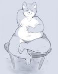  2015 anthro belly clothing domestic_cat felid feline felis goro_(mappy) hi_res humanoid_hands leadshoes male mammal mangneto mappy moobs navel nipples overweight overweight_male simple_background sitting solo underwear video_games 