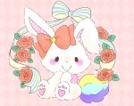  &lt;3 2015 beady_eyes blush bow female flower fur lagomorph leporid long_ears looking_at_viewer mammal mell pawpads plant rabbit ribbons rose_(flower) sanrio sitting smile solo star t.p. white_fur wish_me_mell 