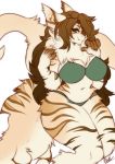  absurd_res anthro bra breasts clothed clothing felid feline female fish fur hair hi_res hybrid looking_at_viewer mammal marine mixideer shark solo thick_thighs underwear wide_hips 