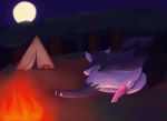  absurd_res balls campfire canid canine digital_media_(artwork) feral forest giautum hi_res male mammal might mightyena nintendo penis pok&eacute;mon pok&eacute;mon_(species) solo tree video_games 