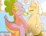  asriel_dreemurr balls beach bovid burned caprine contimplatininspiratio cub digital_media_(artwork) dragon duo fire flaccid friendship_is_magic goat hi_res mammal my_little_pony nude penis public_nudity seaside spike_(mlp) undertale video_games young 