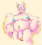  2018 4_fingers ailurid anthro areola balls big_balls big_hands big_penis big_tail blue_highlights blue_nipples body_hair breasts cheek_spots claws crotch_tuft elbow_tufts facial_markings fingers foreskin gynomorph hair_highlights happy_trail head_markings intersex mairi_nigalya_ponya mammal markings navel nipples penis pubes red_panda ropnolc simple_background slightly_chubby solo thick_thighs tuft uncut unretracted_foreskin 