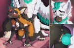  2019 all_fours anthro anus avian beak bed bite biting_lip biting_own_lip blue_(epicgolddragon) blue_eyes bodily_fluids breasts butt canid canine close-up conditional_dnp cross_fox cutaway duo female fox from_behind_position fur genital_fluids gryphon half-closed_eyes hi_res knot male male/female mammal one_eye_closed open_mouth penetration penis purple_eyes pussy pussy_juice red_fox self_bite sex vaginal vaginal_penetration wesley_(suave_senpai) wink xnirox 