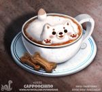  beverage canid canine canis coffee cryptid-creations cup dog_biscuit domestic_dog food food_creature mammal saucer solo 