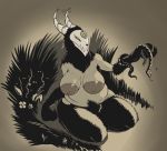  anthro areola armpit_hair big_areola big_breasts breasts demon female liarborn mature_female monster_girl_(genre) mother_mountain pubes sagging_breasts simple_background slightly_chubby solo stretch_marks vein veiny_breasts 