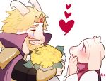  &lt;3 2016 anthro asgore_dreemurr blonde_hair blush boss_monster bouquet bovid cape caprine clothing crown duo facial_hair father female flower hair horn kemono long_ears long_horns male mammal mature_female mature_male mother parent plant rie_(artist) robe romantic_couple toriel undertale video_games 