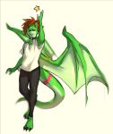  3_toes anthro brown_hair clothed clothing digital_media_(artwork) dragon gonewiththefart hair male membrane_(anatomy) membranous_wings solo toes wings 