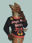  5_fingers anthro black_nose brown_fur brown_hair canid canine canis clothed clothing coyote digital_media_(artwork) fingers fur gonewiththefart hair male mammal solo standing 