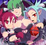  2017 areola armwear big_areola big_breasts blue_hair blush bodily_fluids breast_lick breast_suck breasts buckle capcom clothed clothing collar cute_fangs dalley-the-alpha darkstalkers demon digital_media_(artwork) dinah_(summon_night) disgaea ear_piercing ear_ring elbow_gloves etna exposed_breasts eyebrows female fingers flat_chested gloves green_eyes green_hair group hair half-closed_eyes handwear head_wings hi_res humanoid humanoid_pointy_ears licking looking_at_viewer mammal membrane_(anatomy) membranous_wings morrigan_aensland nipples not_furry o-ring_collar open_mouth piercing red_eyes red_hair saliva short_hair simple_background skull_earrings spade_tail sucking summon_night summon_night:_swordcraft_story_2 teeth tied_hair tongue tongue_out video_games wings 