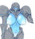  8885799 alien armor big_breasts breasts claws dark_samus female headgear helmet hi_res human mammal metroid nintendo not_furry pussy simple_background sketch solo video_games white_background 