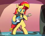  2019 5:4 animated clothing cutie_mark electric_guitar equestria_girls equid female guitar horn mammal musical_instrument my_little_pony rockset shadow solo sunset_shimmer_(eg) unicorn 