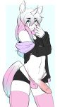  anthro bulge clothed clothing crossdressing equid girly half-erect hi_res horn humanoid_penis looking_at_viewer male mammal munks_(artist) penis solo standing underwear unicorn vein wide_hips 