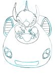 2012 4_fingers alien chest_tuft claws disney experiment_(lilo_and_stitch) fingers fur head_tuft hi_res lilo_and_stitch line_art notched_ear simple_background solo spacecraft squint stitch_(lilo_and_stitch) theonlysman tuft vehicle white_background 
