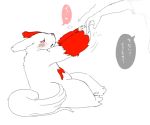  2013 3_fingers 3_toes ambiguous_gender blush claws disembodied_hand duo fingers fur japanese_text nintendo overweight pink_nose pok&eacute;mon pok&eacute;mon_(species) red_fur simple_background sitting text toes translated video_games white_background white_fur zangoose 栗兎 
