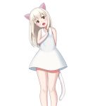  2019 amber_eyes animal_humanoid blonde_hair cat_humanoid clothed clothing dress fangs felid felid_humanoid feline feline_humanoid female hair hi_res humanoid mammal mammal_humanoid mitokon_dorian open_mouth simple_background slit_pupils solo white_background young 