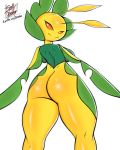 antennae_(anatomy) anthro arthropod breasts butt female hi_res insect leavanny looking_at_viewer nintendo pok&eacute;mon pok&eacute;mon_(species) saltyxodium simple_background smile solo video_games white_background 